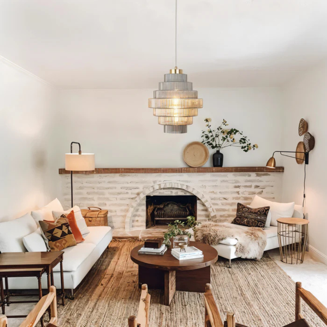 Retro Hængelampe – Glas og Messing, Moderne Design til Stue eller Spisestue