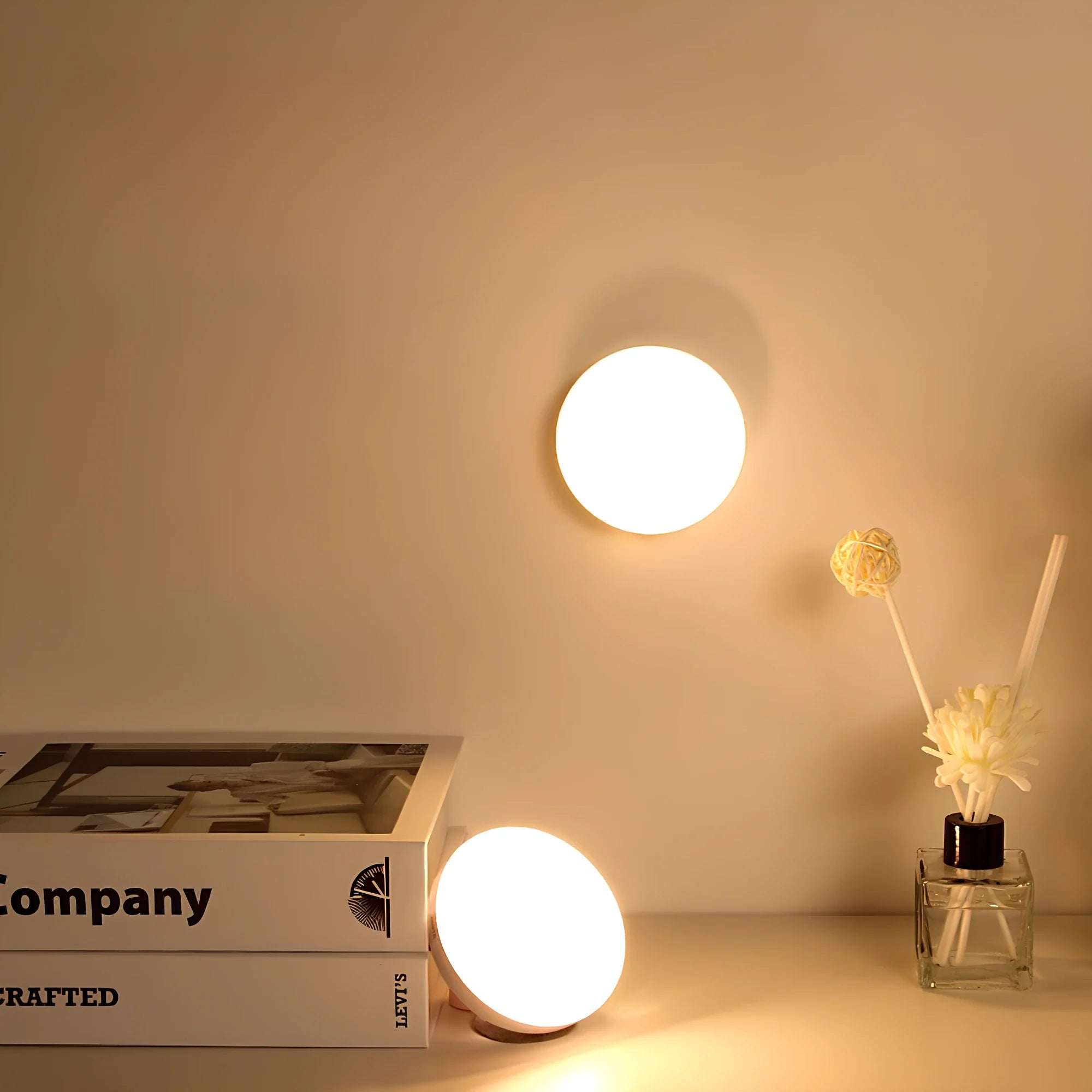 Motion Sensor Lamp – White, Compact Design for Entryway, Stairs, or Closet