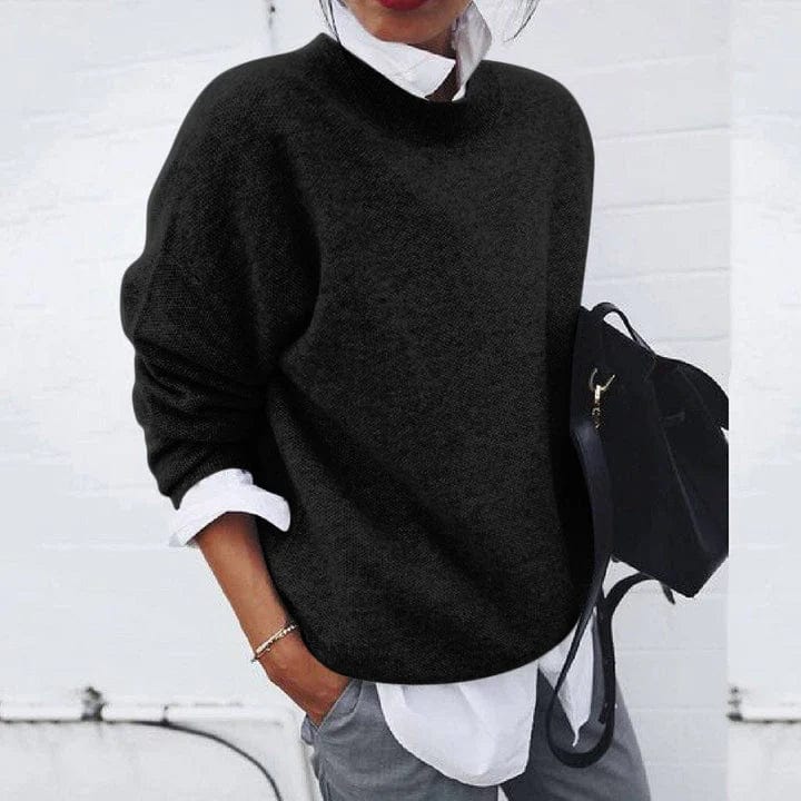 Loose fit dametrøje med rund hals – komfortabel uldtrøje til casual & elegante outfits. Blød varme til hverdag
