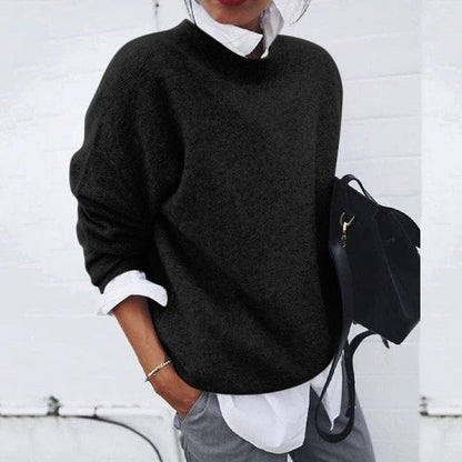 Loose fit dametrøje med rund hals – komfortabel uldtrøje til casual & elegante outfits. Blød varme til hverdag