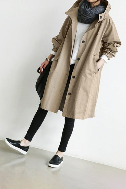 Dames Waterdichte Trenchcoat Regenjas met Capuchon – Tussenjas voor Lente en Herfst