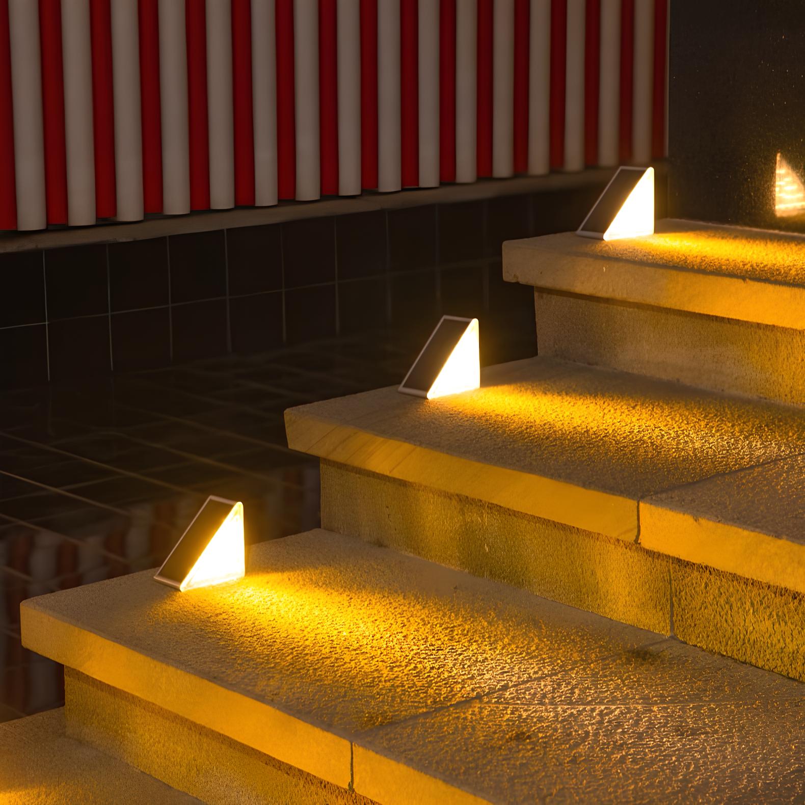 Solar-Powered Stair Lighting – Warm White, Weather-Resistant Design for Outdoor Covering or Terrace