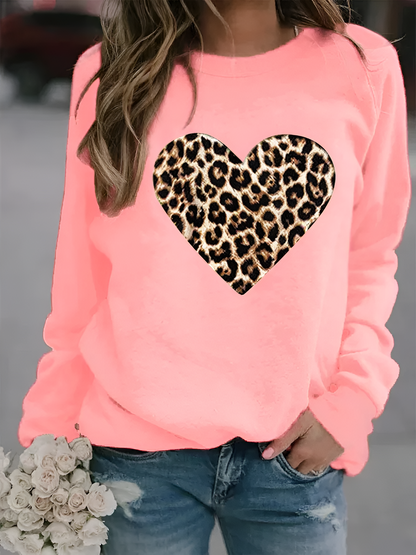 Dames Regular Fit Sweatshirt – Dierenprint, Ronde Hals, Casual Herfst/Winter