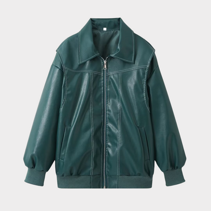 Dames Oversized Bomberjack – Casual Tussenjas voor Lente en Herfst, met Rits en Geribde Boorden