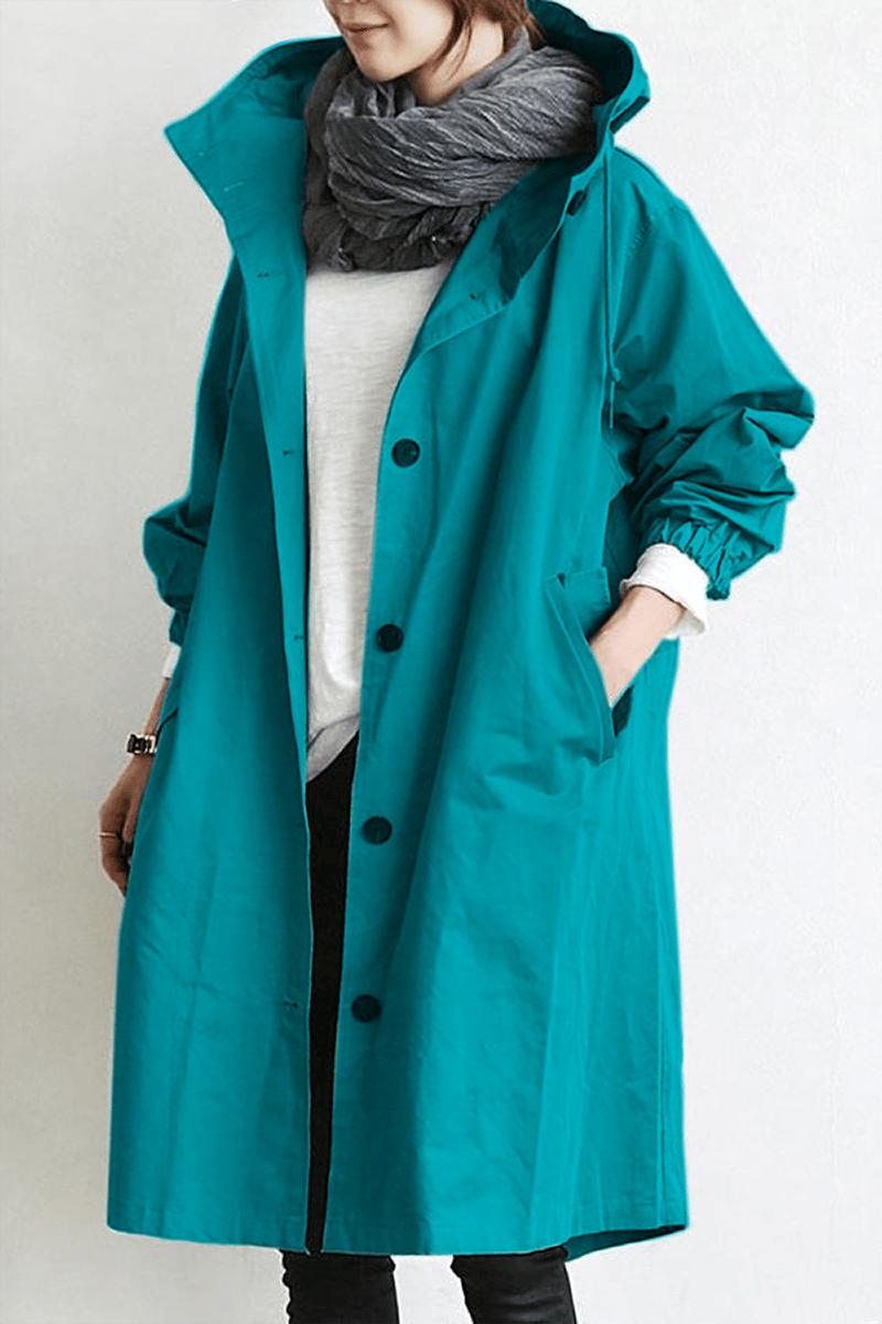 Dames Waterdichte Trenchcoat Regenjas met Capuchon – Tussenjas voor Lente en Herfst