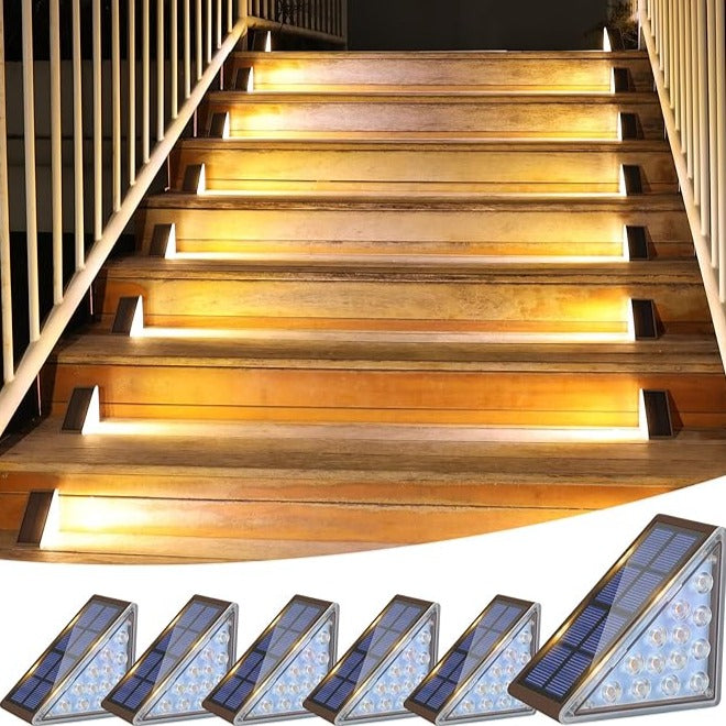 Solar-Powered Stair Lighting – Warm White, Weather-Resistant Design for Outdoor Covering or Terrace