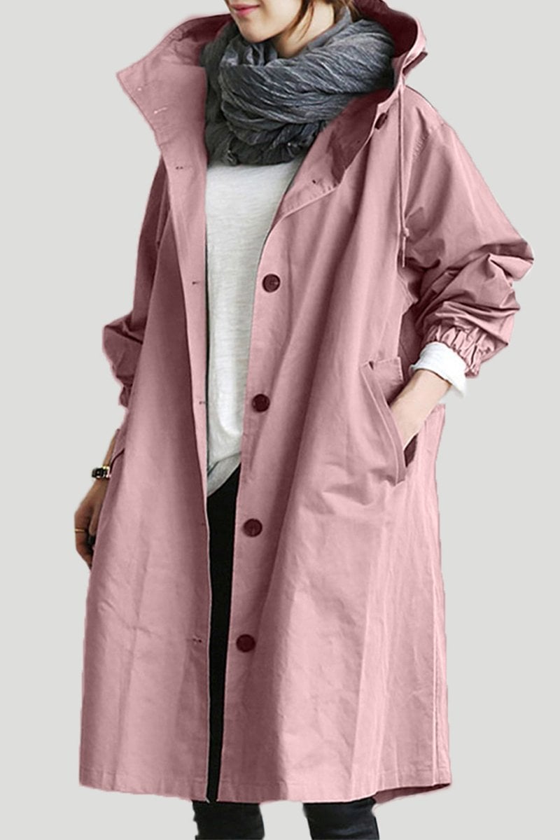 Dames Waterdichte Trenchcoat Regenjas met Capuchon – Tussenjas voor Lente en Herfst
