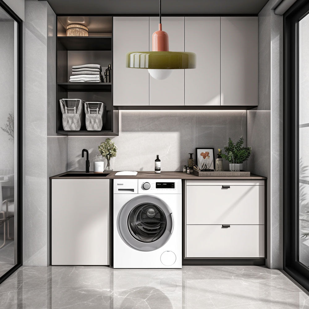 Retro Hængelampe – Farverig Glaskuppel med Legende Design til Spisebord eller Køkken