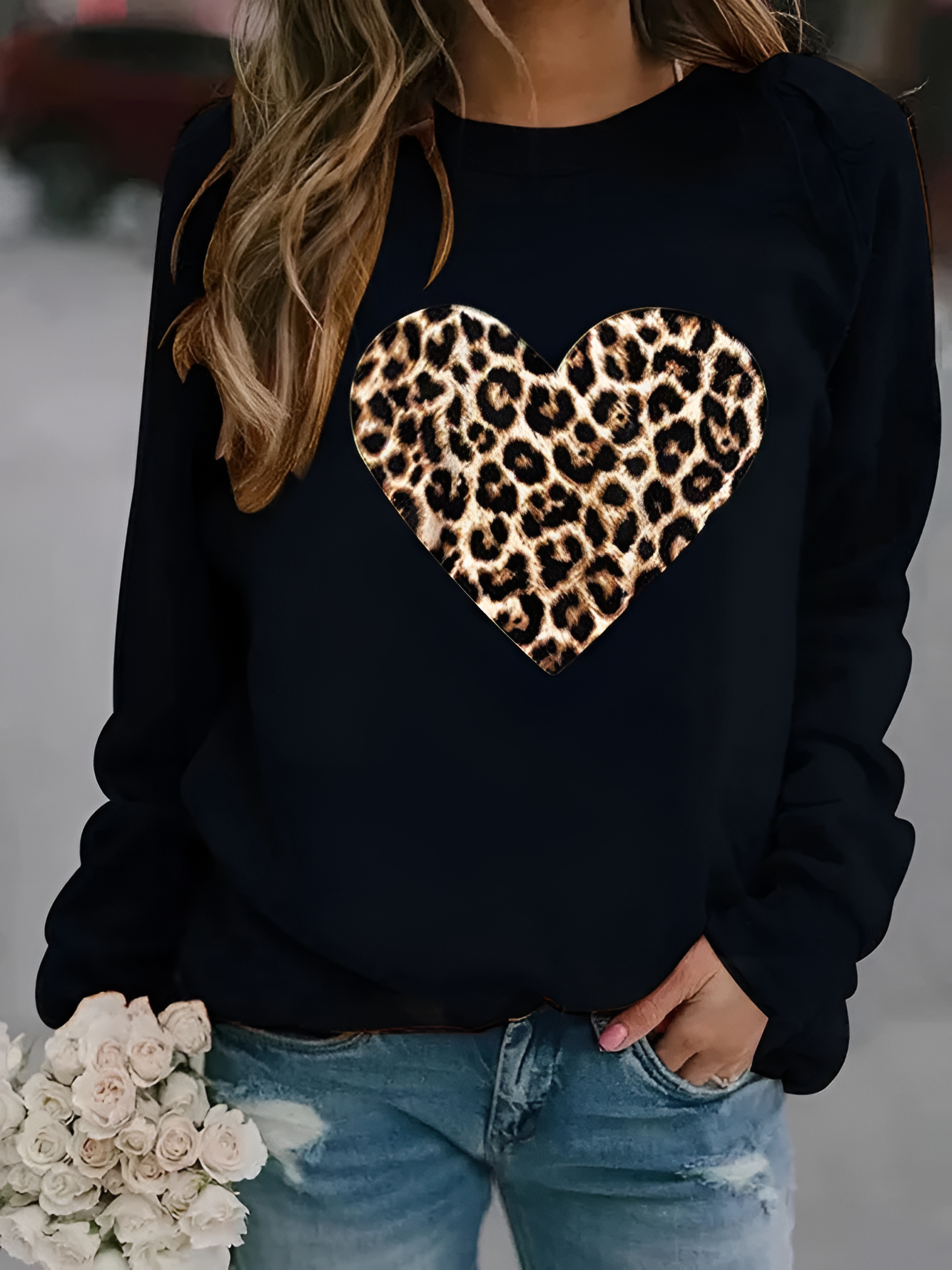 Dames Regular Fit Sweatshirt – Dierenprint, Ronde Hals, Casual Herfst/Winter