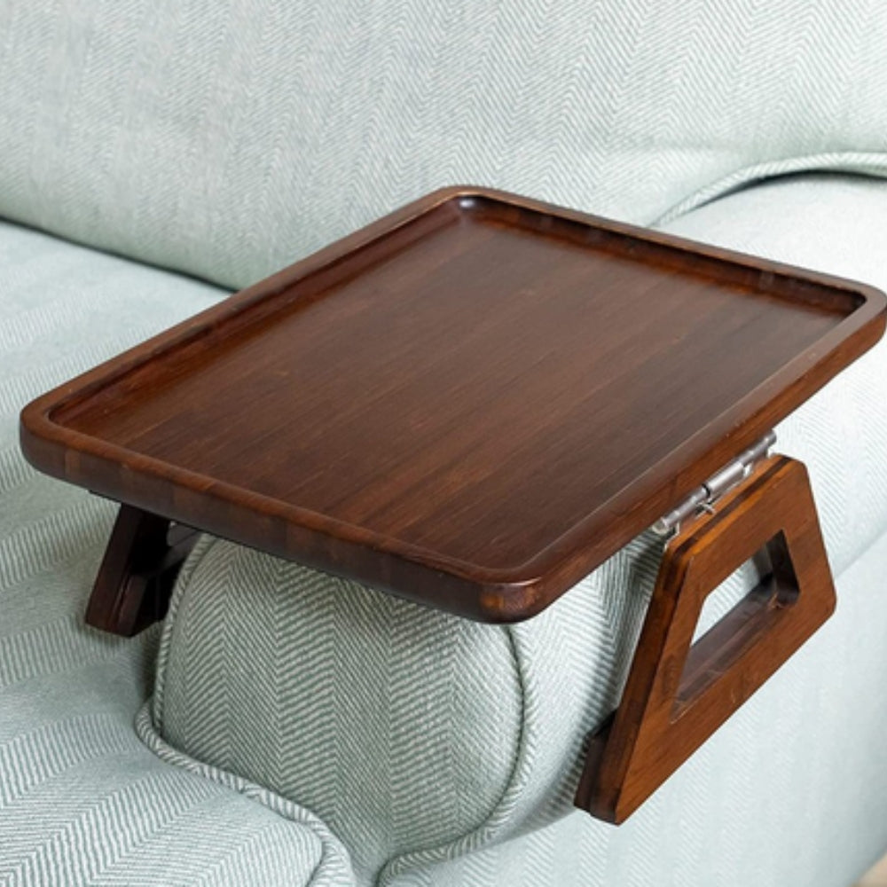 Bamboo Armrest Table – Adjustable, Simple with Space for Snacks and Laptop