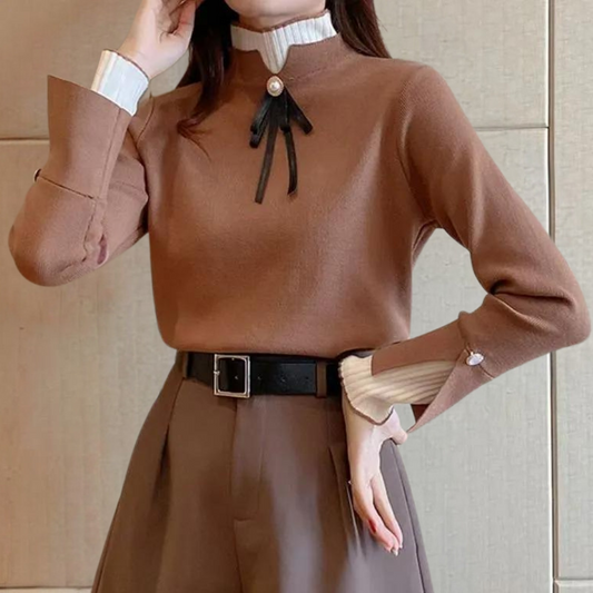 Dames Gebreide Coltrui – Hoge Hals Trui, Warm voor Herfst en Winter