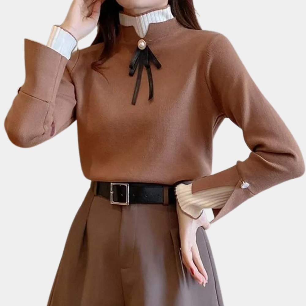 Dames Gebreide Coltrui – Hoge Hals Trui, Warm voor Herfst en Winter