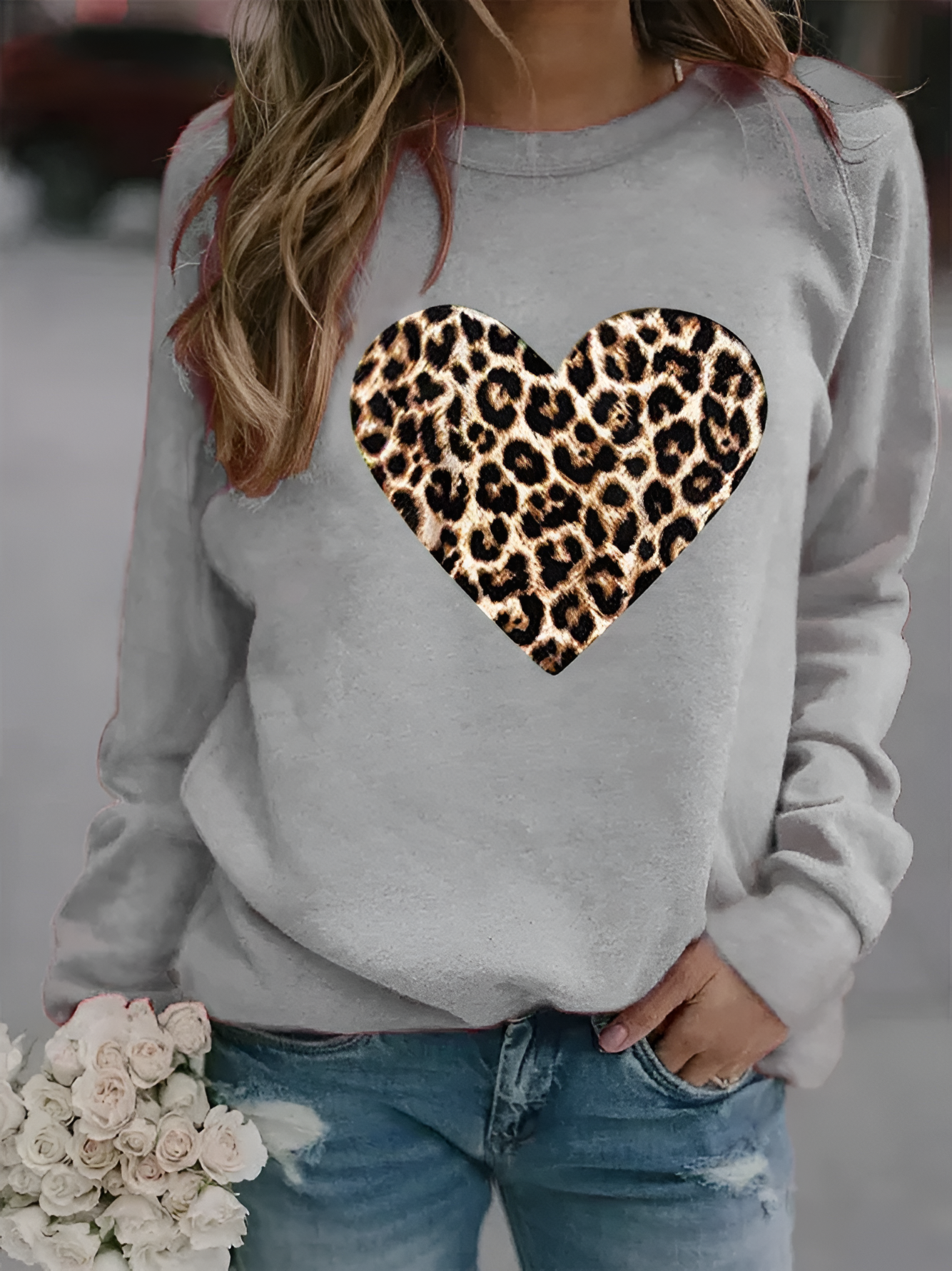 Dames Regular Fit Sweatshirt – Dierenprint, Ronde Hals, Casual Herfst/Winter