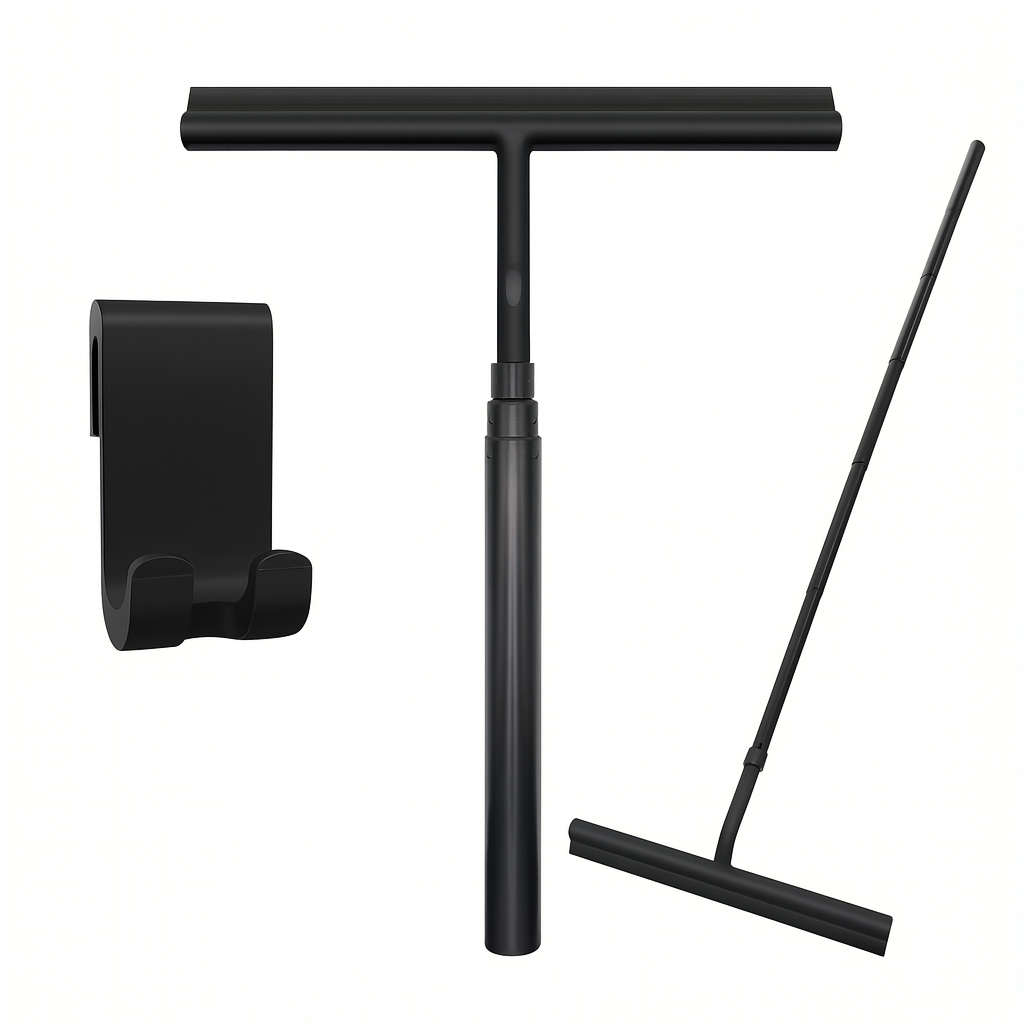 Telescopisk Duschvasker – Aluminium og Silikone, Stilfuldt Design til Badeværelset uden at Bukke