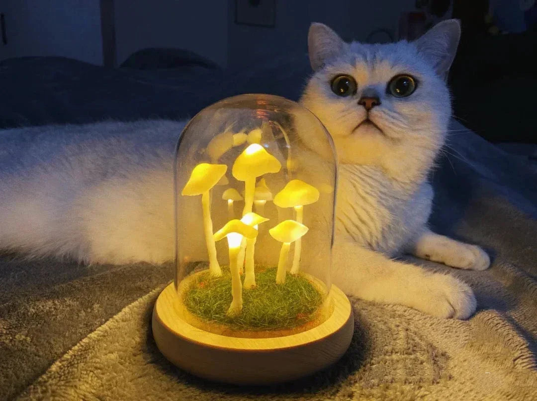 DIY Svampe Lampe – Glas og Træ, Kreativ Borddekoration til Stuen eller Soveværelset