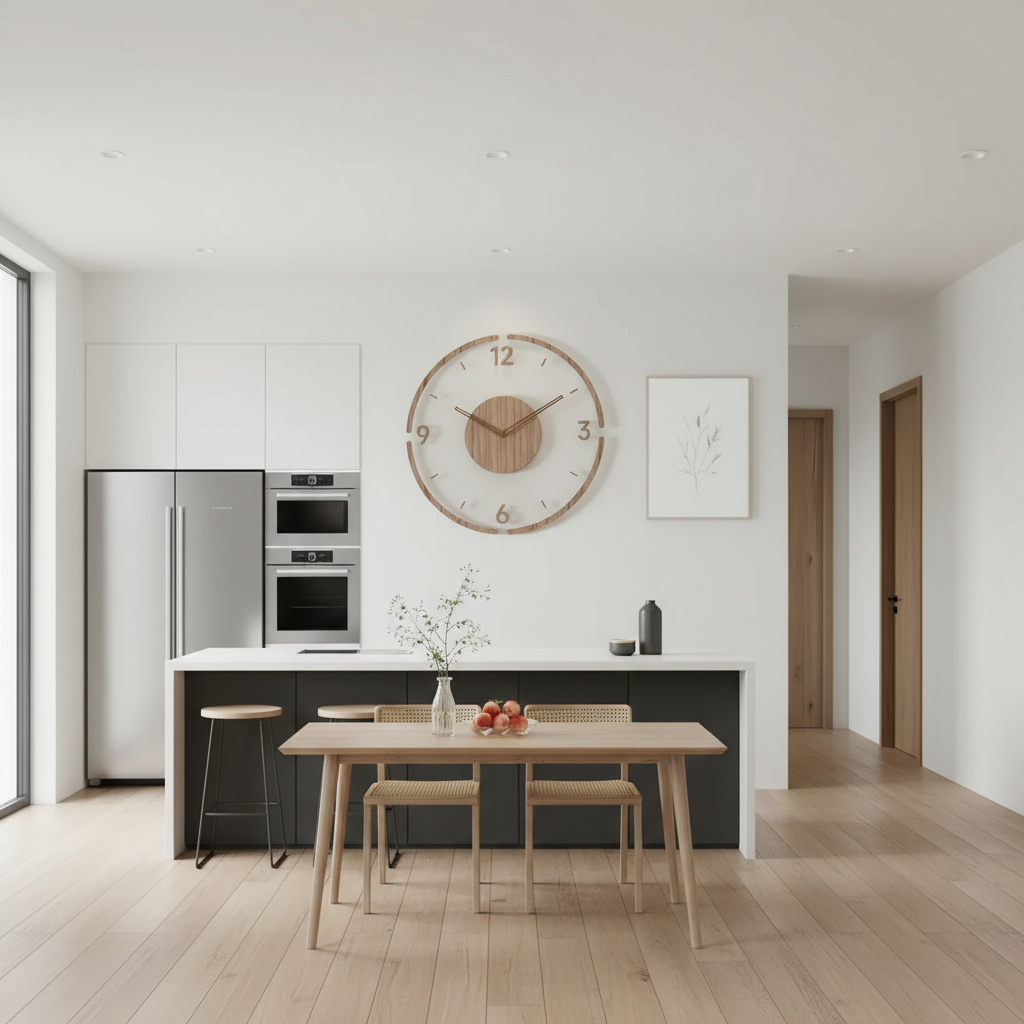 Moderne Vægur – Træ, Gennemsigtigt Design til Soveværelse, Stue eller Kontor