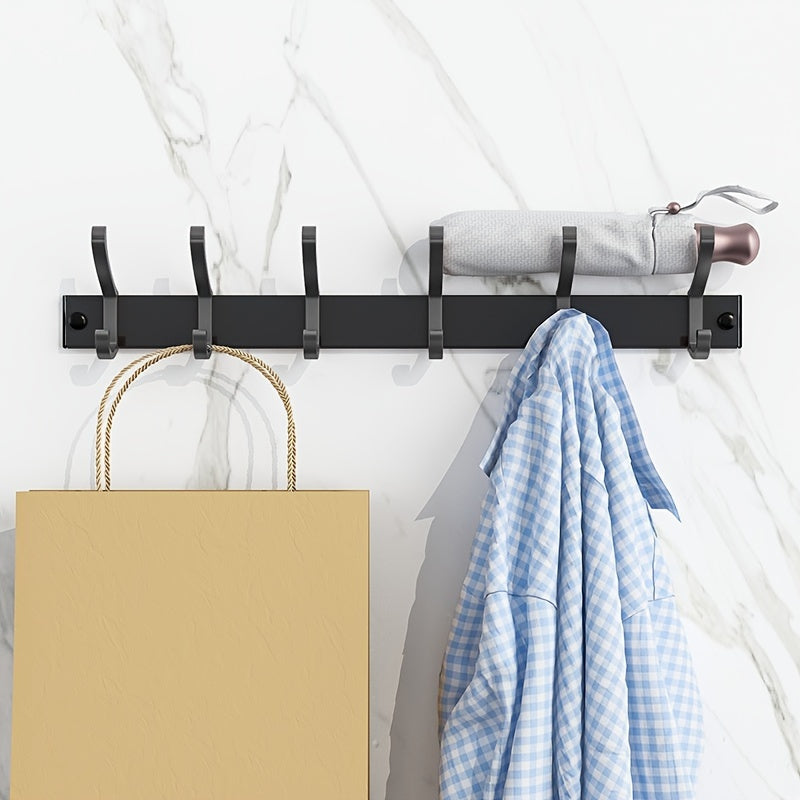 Wall-mounted Clothes Rack – Black Metal, Simple Design for Hallway, Bedroom, or Bathroom