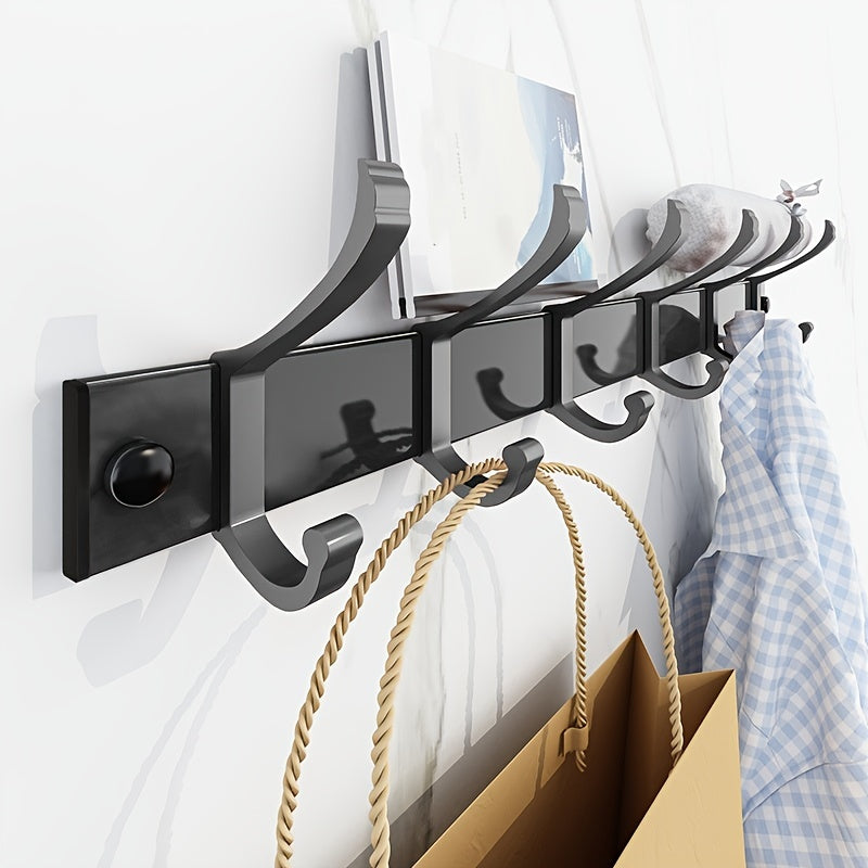 Wall-mounted Clothes Rack – Black Metal, Simple Design for Hallway, Bedroom, or Bathroom