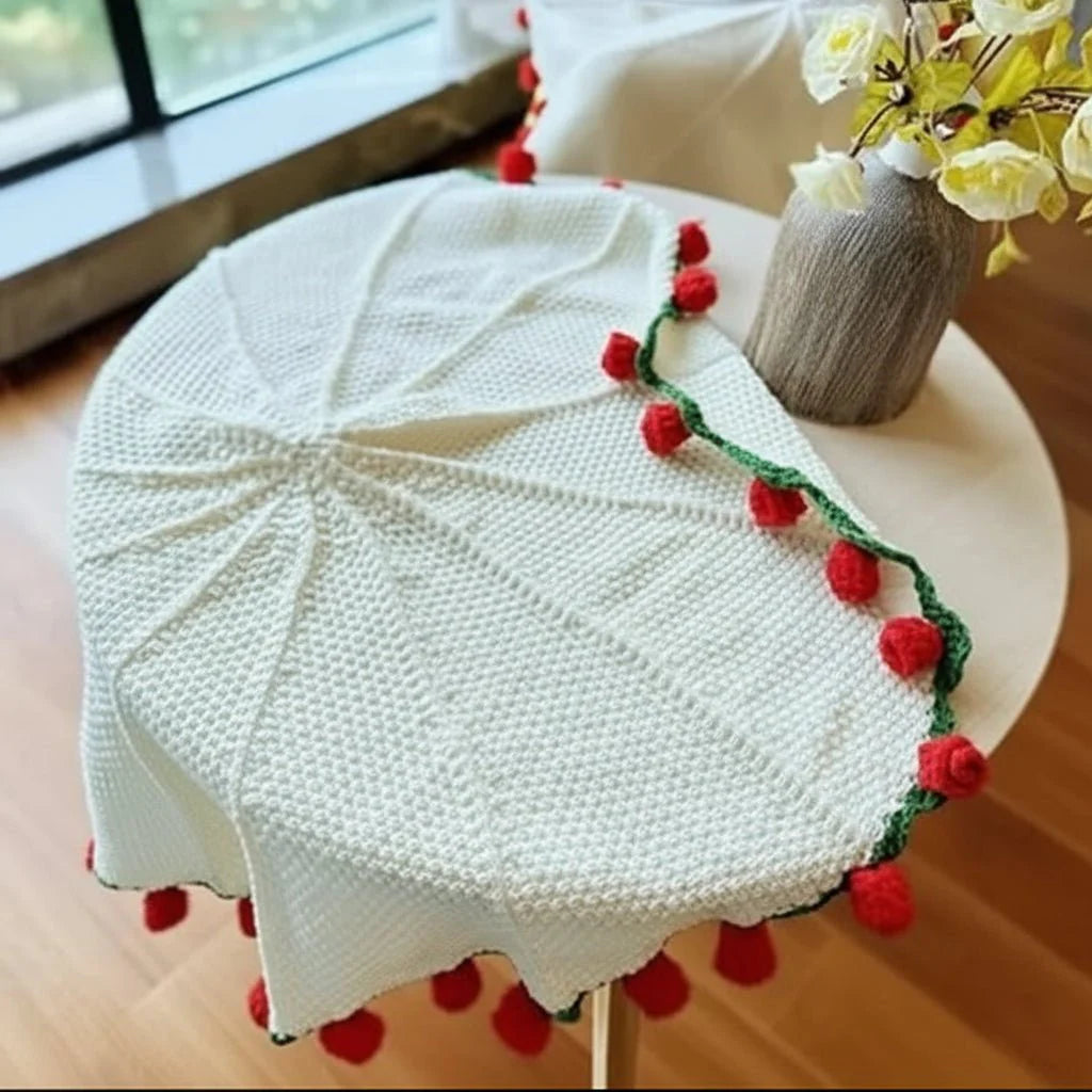 Katoenen plaid – Rozenpatroon, decoratieve plaid voor op de bank of het bed