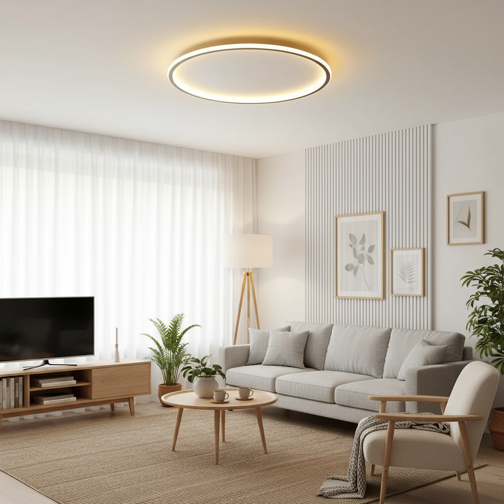 LED-plafondlamp – Scandinavisch design, rond, zwart of wit voor de woonkamer of slaapkamer