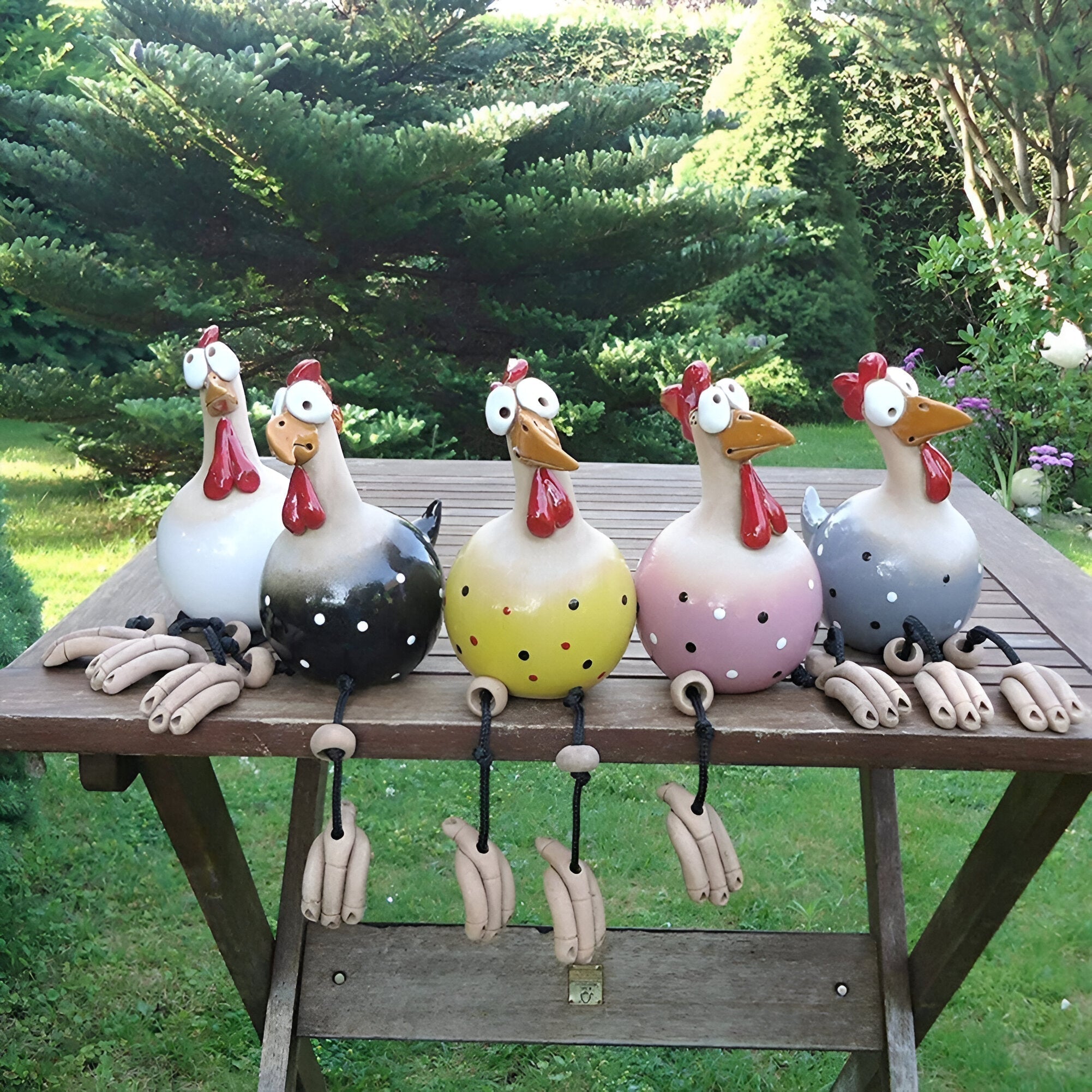Eccentric hen figure – Weatherproof resin, charming design for the garden or balcony
