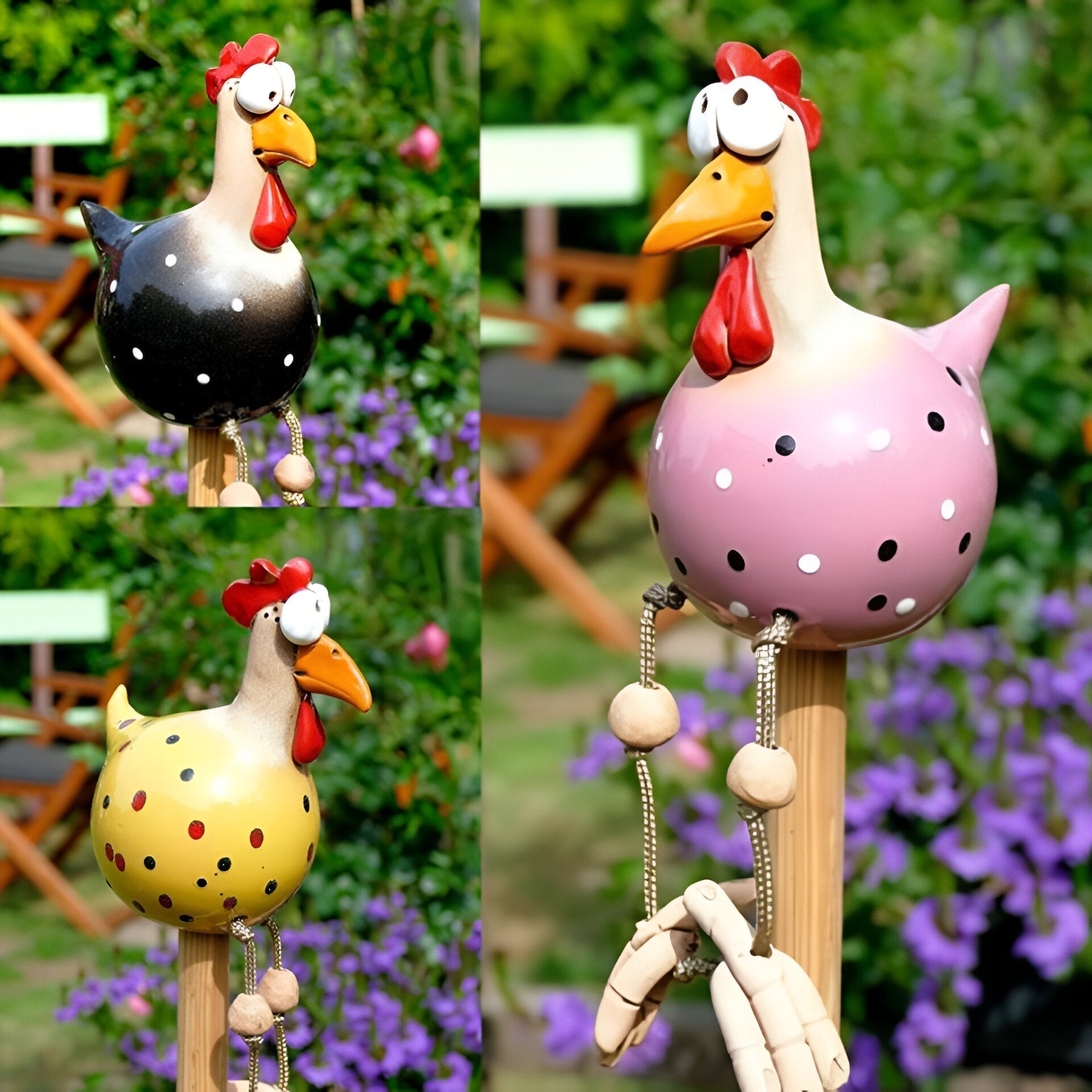 Eccentric hen figure – Weatherproof resin, charming design for the garden or balcony