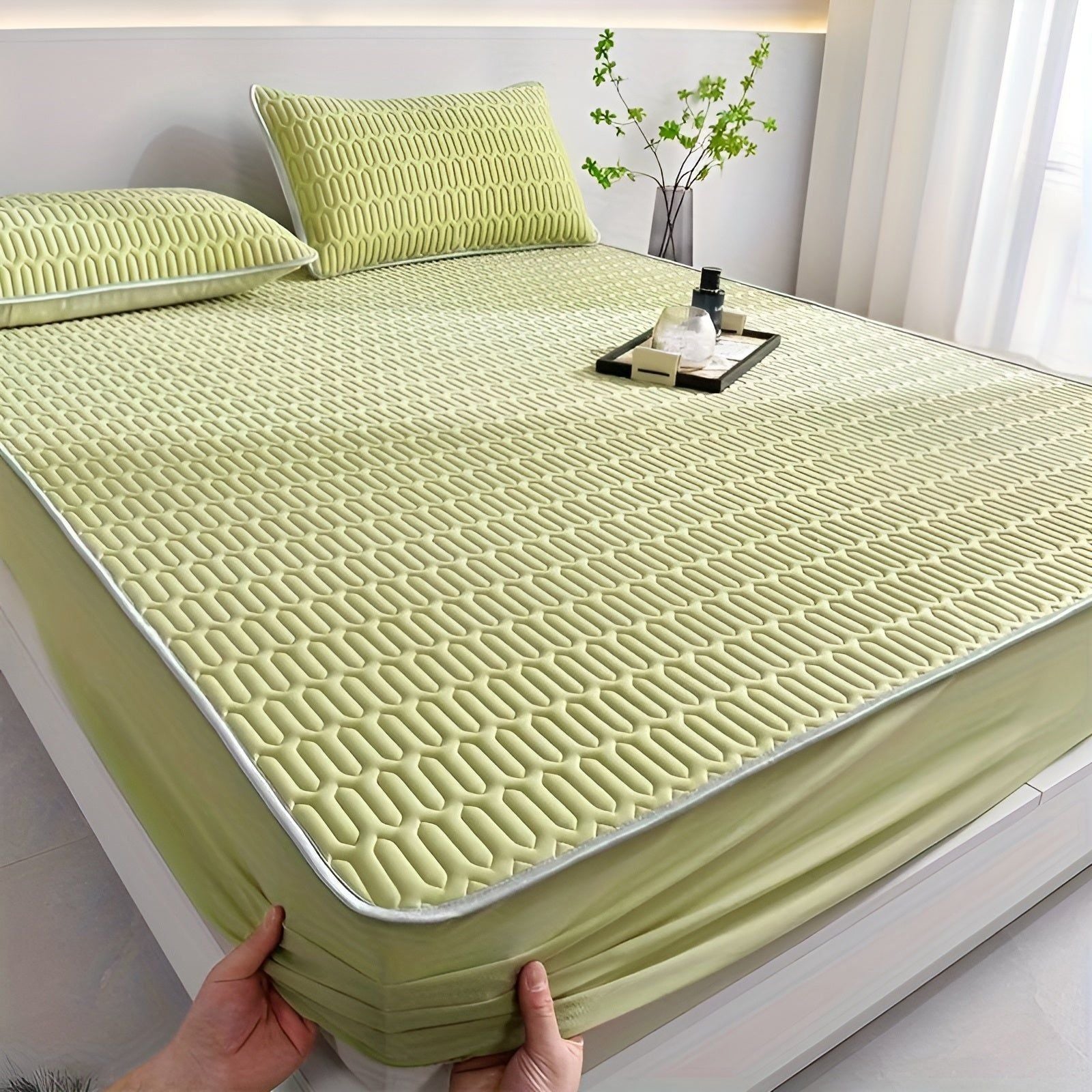 Kølende Latex Madras Sæt – Hvid, Åndbar Enhed for Forfriskende Søvn om Sommeren