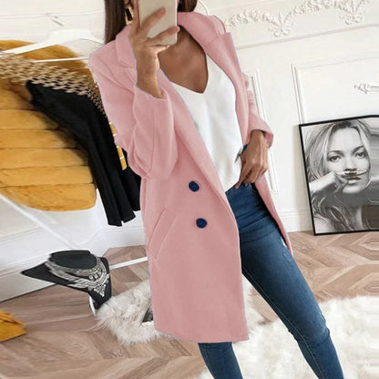 Dames Klassieke Mantel – Lange Jas voor Herfst/Winter