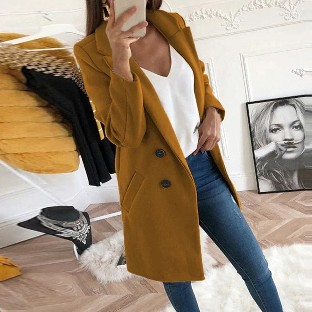 Dames Klassieke Mantel – Lange Jas voor Herfst/Winter