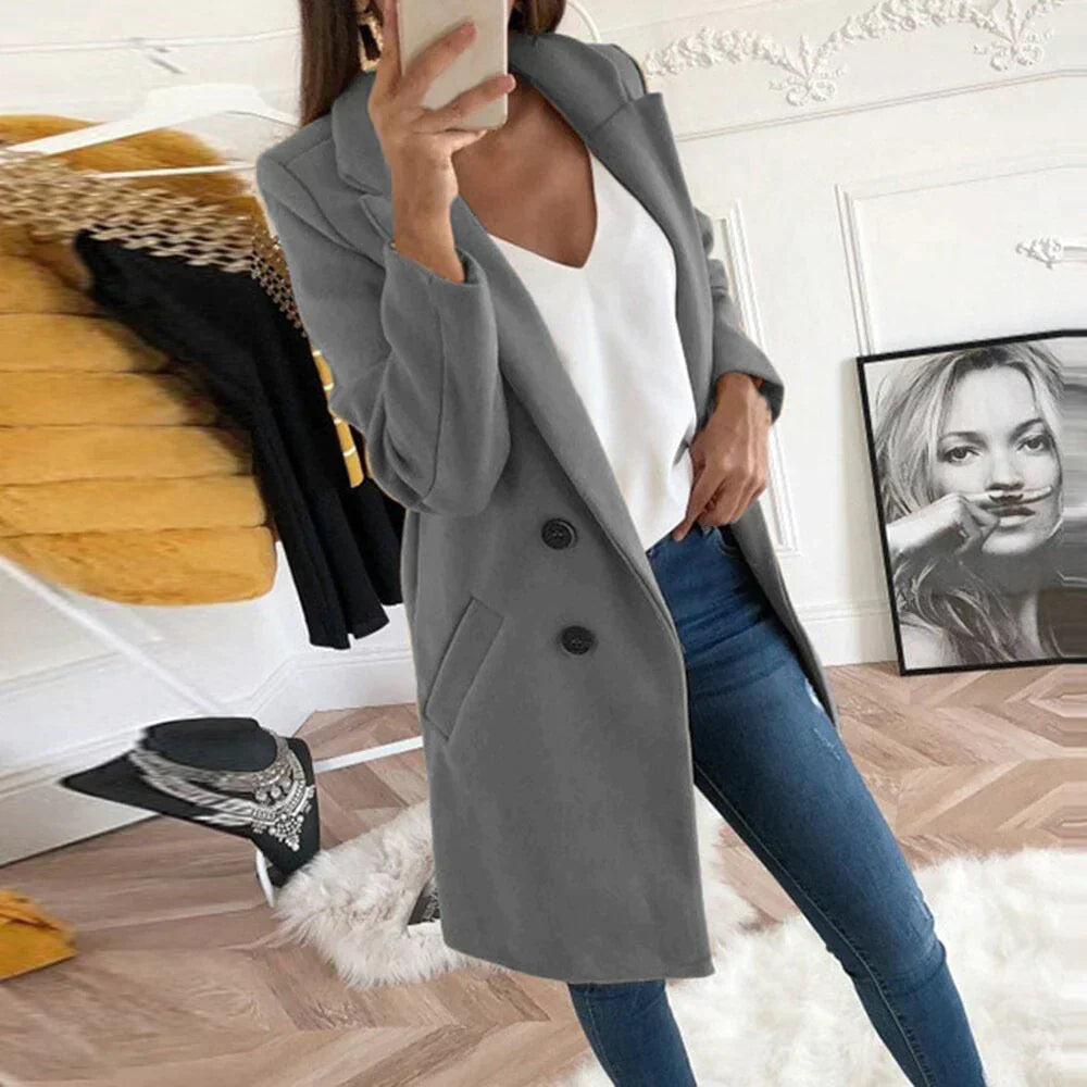 Dames Klassieke Mantel – Lange Jas voor Herfst/Winter
