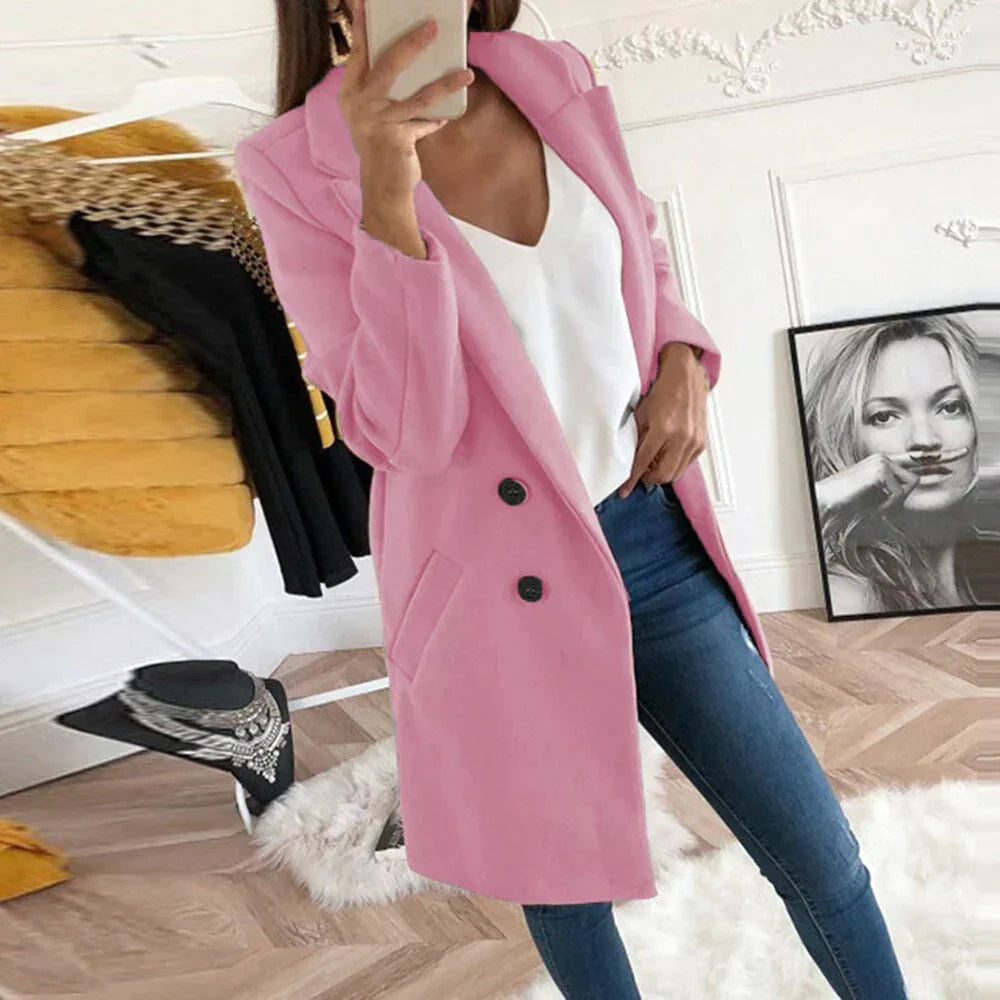 Dames Klassieke Mantel – Lange Jas voor Herfst/Winter