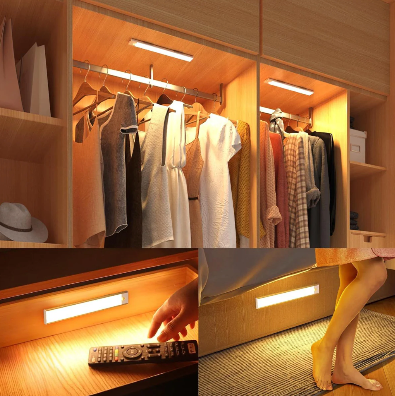 Trådløs LED-sensorlampe – aluminium, moderne design med bevægelsessensor til soveværelse eller entré