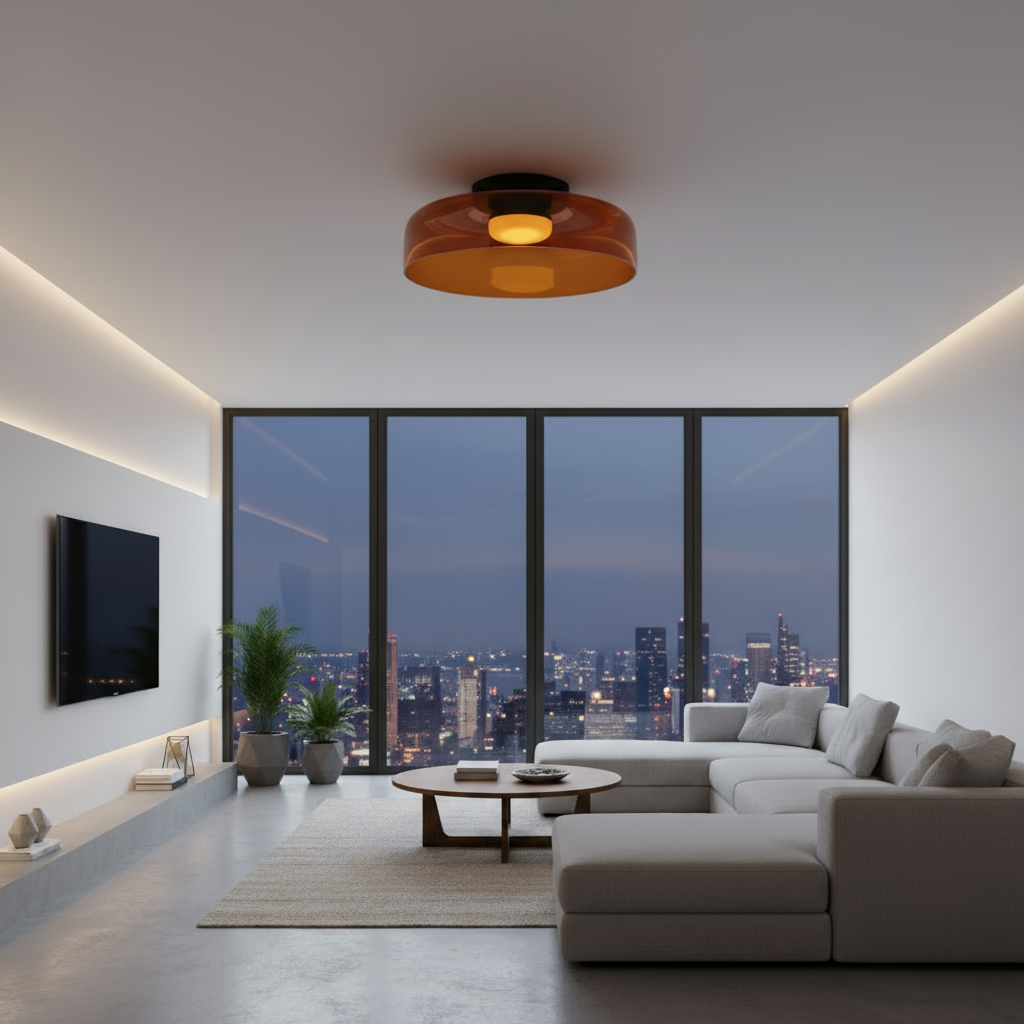 Skandinavisk Glas Loftlampe – Moderne Design med Tre-farvet LED til Stue eller Spisestue