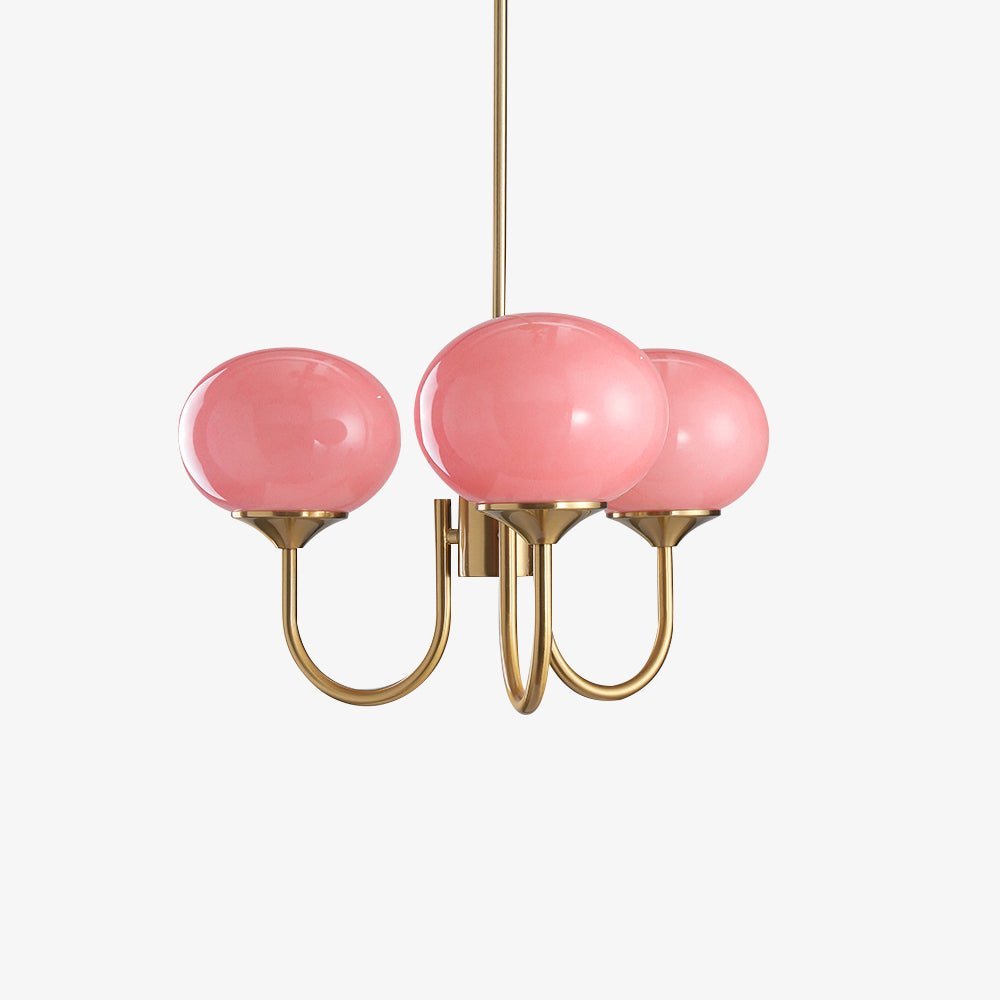 Modern attic lamps – gold, light pink glass, and lively design for living room or dining room