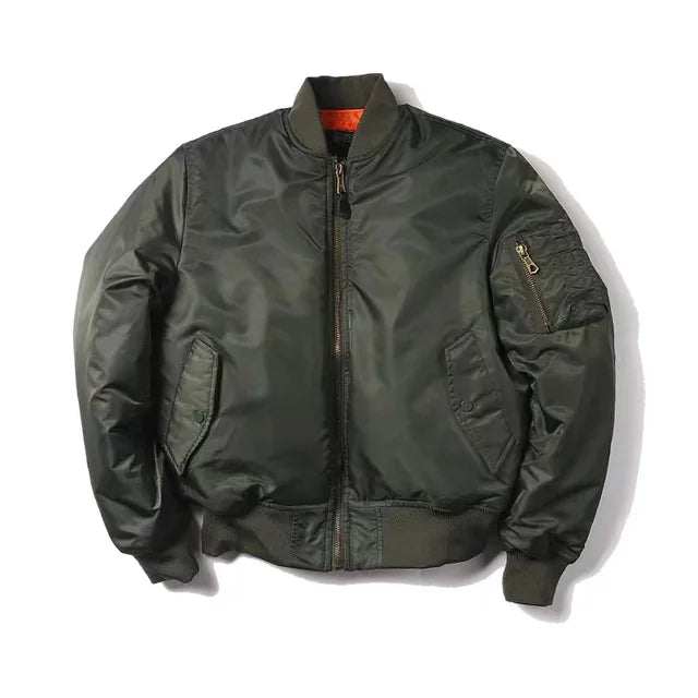 Heren Regular Fit MA-1 bomberjack – gevoerd, met rits en ribboorden, casual tussenjas voor voorjaar en herfst