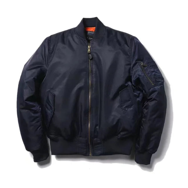 Heren Regular Fit MA-1 bomberjack – gevoerd, met rits en ribboorden, casual tussenjas voor voorjaar en herfst