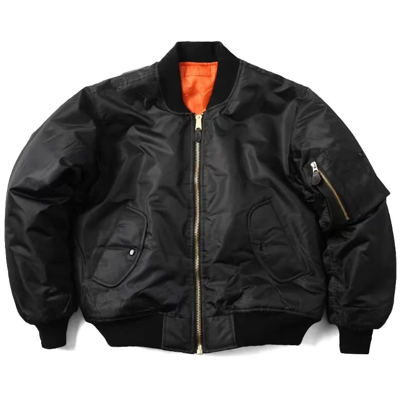 Heren Regular Fit MA-1 bomberjack – gevoerd, met rits en ribboorden, casual tussenjas voor voorjaar en herfst