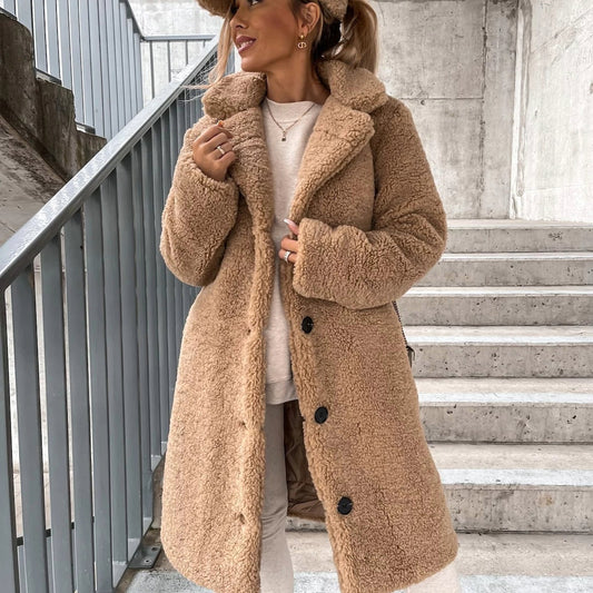 Dames Oversized Teddy Jas – Teddyfleece, Effen, Herfst/Winter, Casual