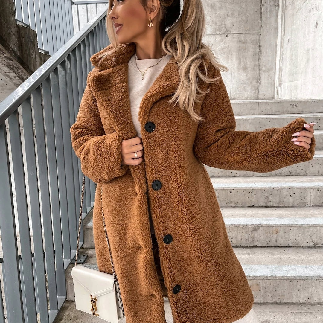 Dames Oversized Teddy Jas – Teddyfleece, Effen, Herfst/Winter, Casual