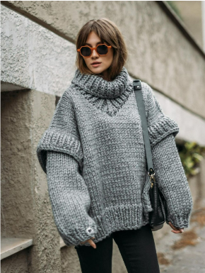 Dames Oversized Gebreide Trui – Warm, Casual voor Herfst en Winter