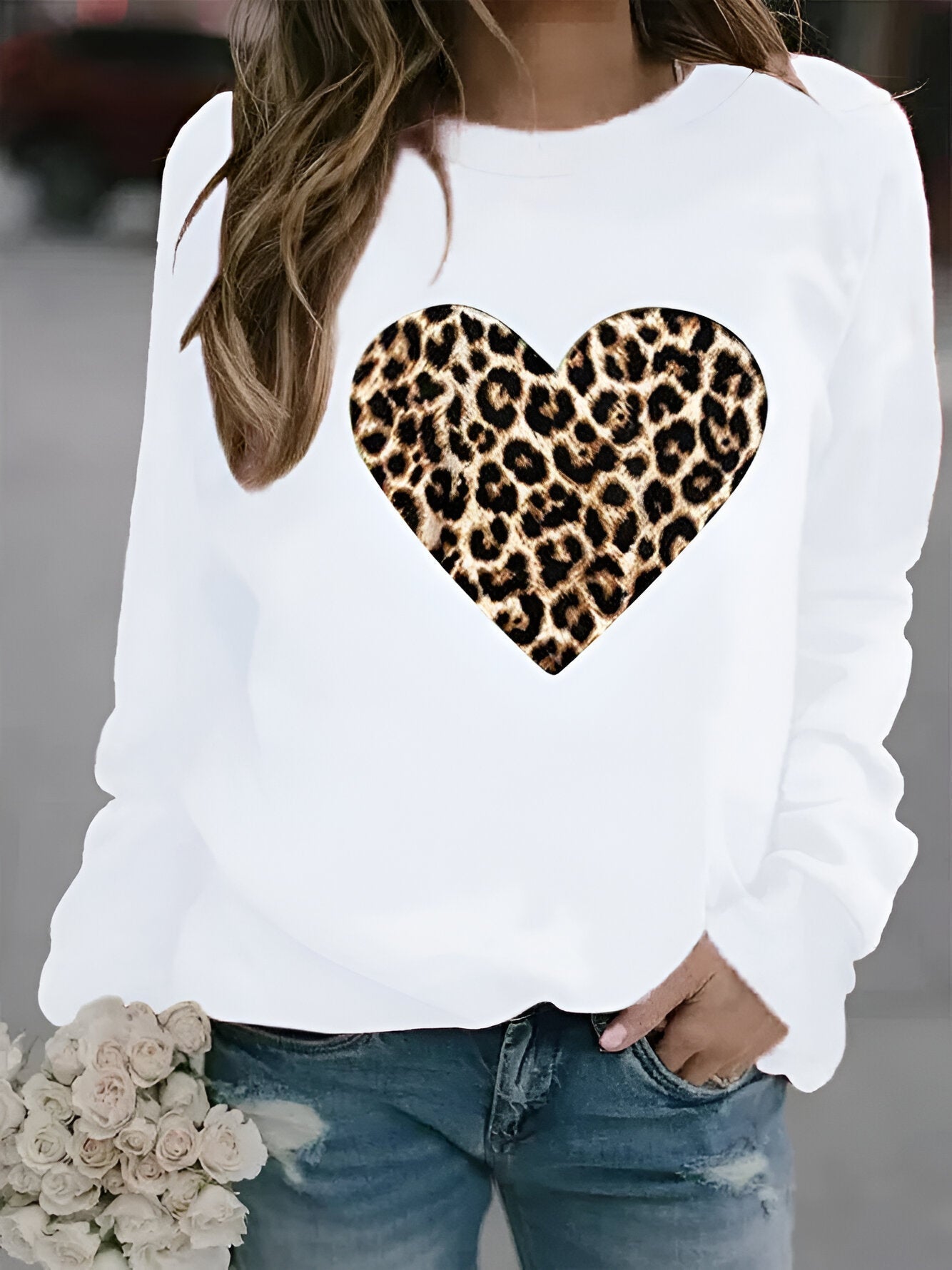 Dames Regular Fit Sweatshirt – Dierenprint, Ronde Hals, Casual Herfst/Winter