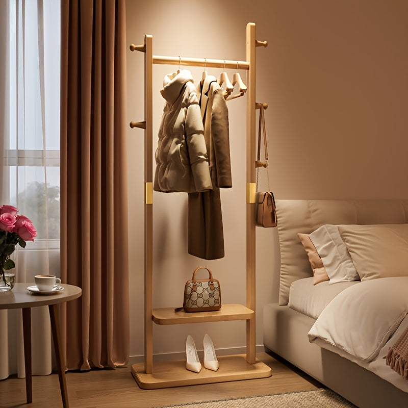 Vrijstaand kledingrek – Metaal met houtlook, 5 planken en hoedenrek voor de hal of slaapkamer
