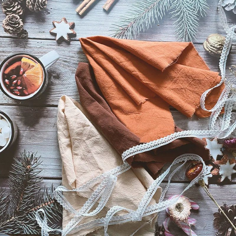 Rustikke Bomuldsservietter – Naturlige, Neutrale til Borddækning ved Bryllupper eller Spisesteder