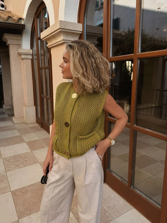 Dames Gebreid Cardigan Vest – Lange Mouwen, Casual Laagjes voor Herfst en Winter