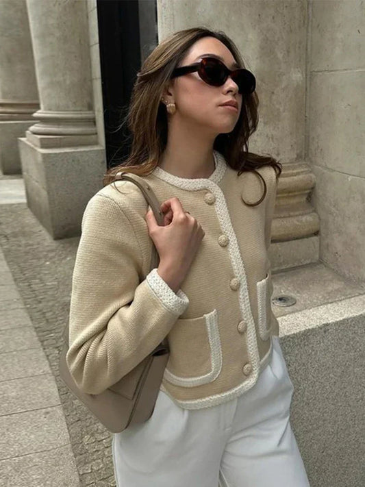 Dames Gebreid Cardigan Vest – Lange Mouwen, Casual voor Herfst en Winter