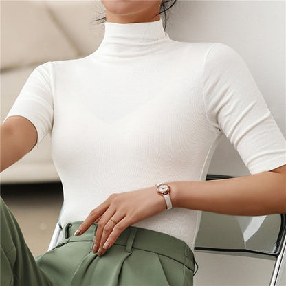 Dames Minimalistische Coltrui – Effen Trui voor Casual en Business, Herfst/Winter