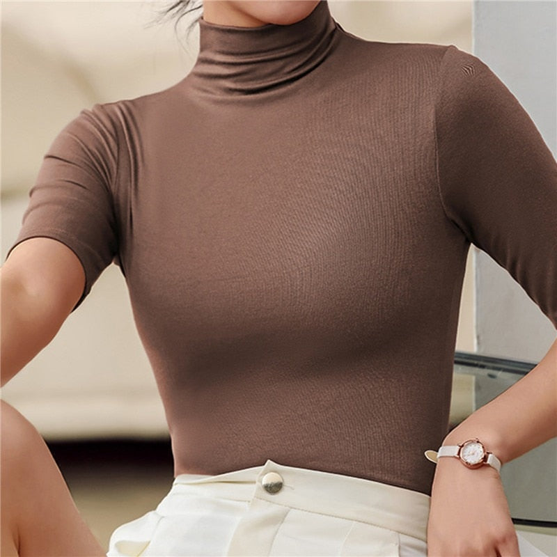 Dames Minimalistische Coltrui – Effen Trui voor Casual en Business, Herfst/Winter