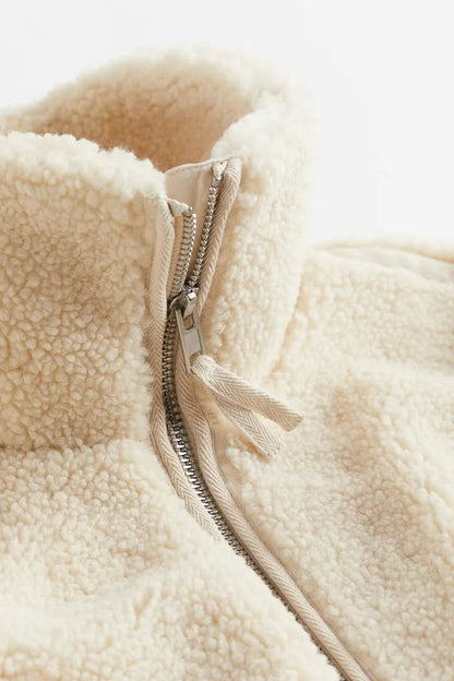 Dames Teddy Fleece Jas – Met rits, Casual tussenjas voor herfst en winter