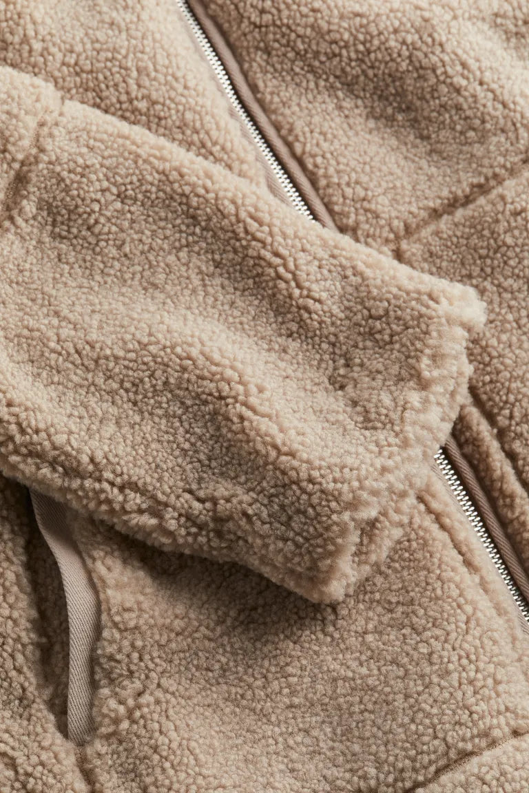 Dames Teddy Fleece Jas – Met rits, Casual tussenjas voor herfst en winter