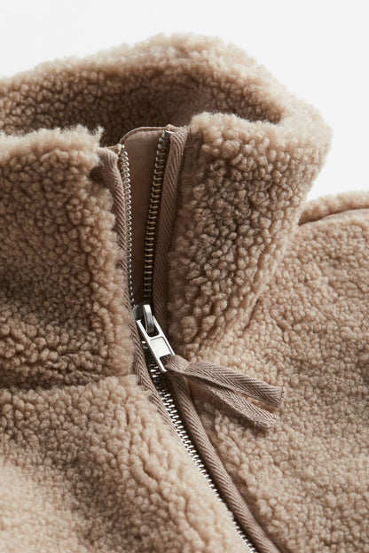 Dames Teddy Fleece Jas – Met rits, Casual tussenjas voor herfst en winter